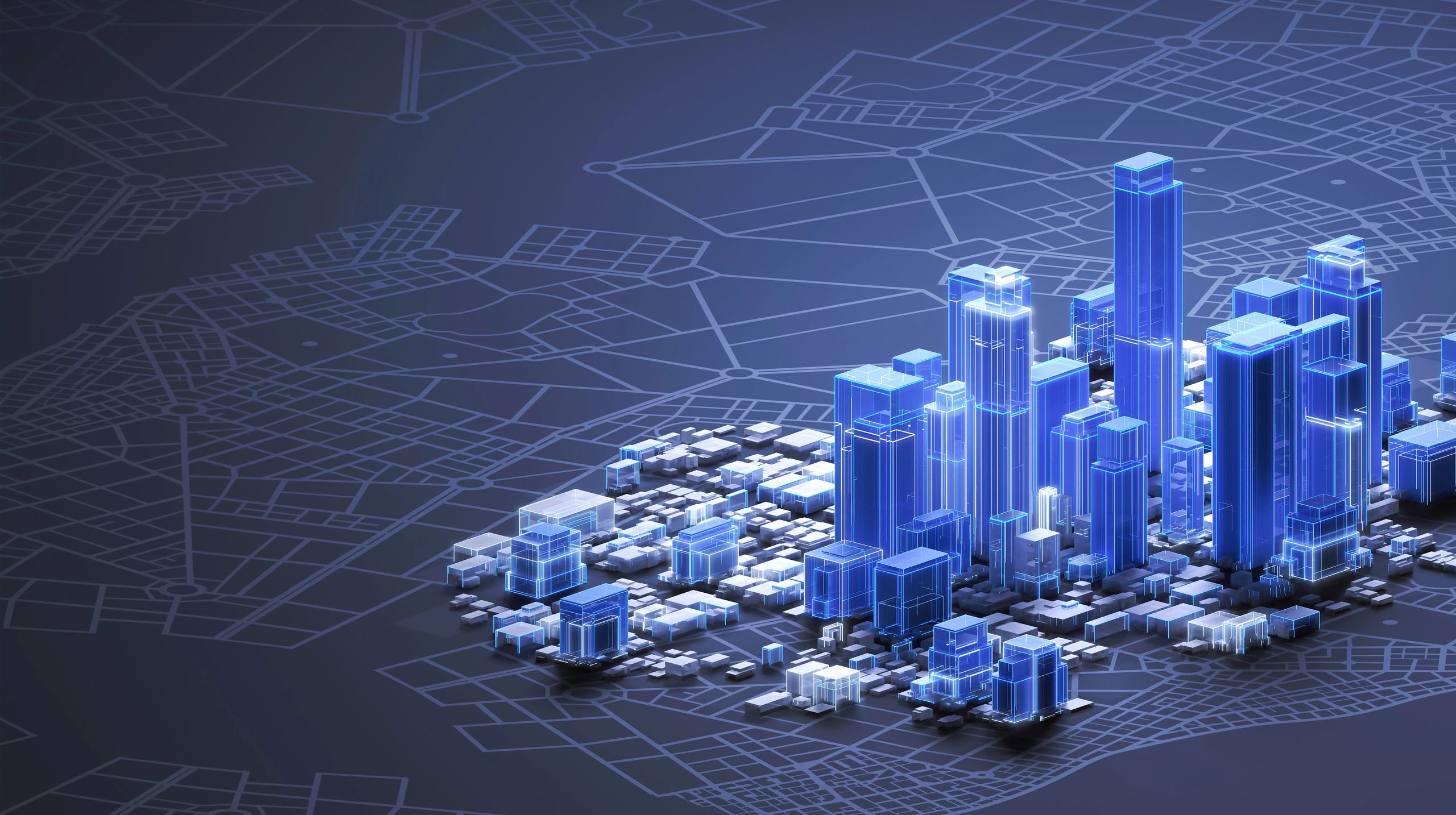 Abstract smart city model representing AI and data systems