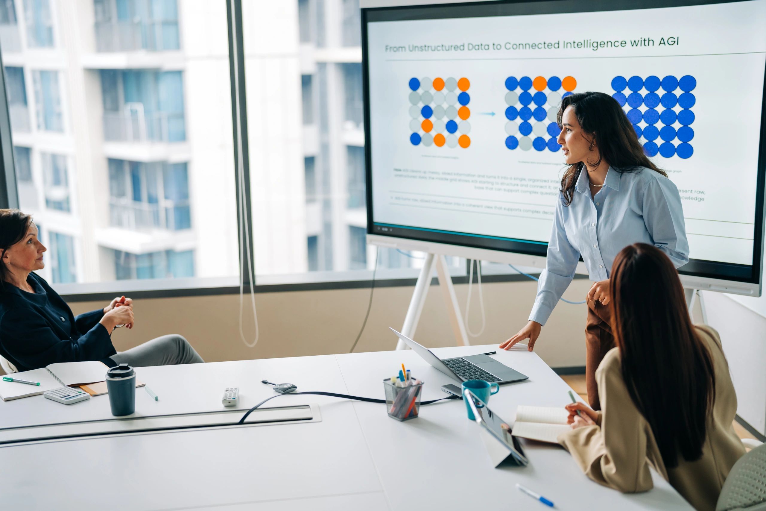 Team attending an AI strategy presentation
